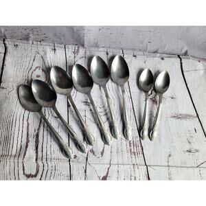 Rogers stainless floral flatware silverware set of 8 spoons 2 sizes